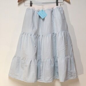 Skirt Girls M 8 Blue Ruffle Tier Lined Maxi Boho 100% Cotton Mom and Pop's Kids